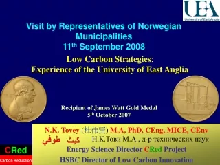 Low Carbon Strategies : Experience of the University of East Anglia