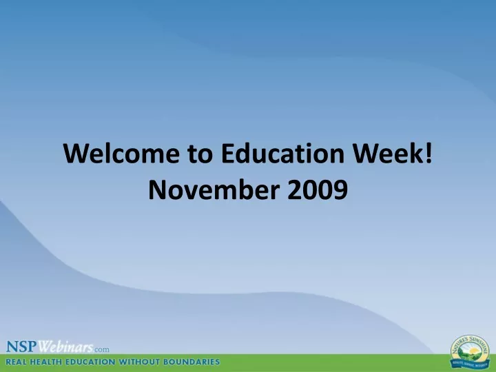 welcome to education week november 2009