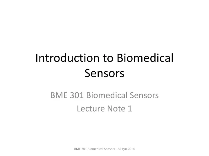 introduction to biomedical sensors