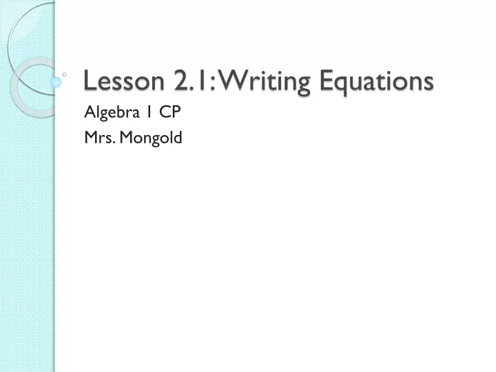 lesson 2 1 writing equations