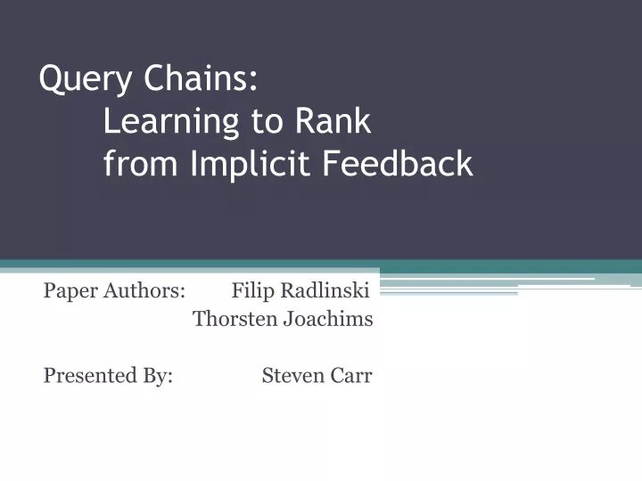 query chains learning to rank from implicit feedback