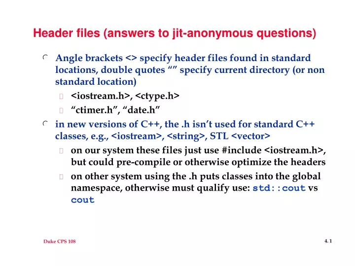 header files answers to jit anonymous questions
