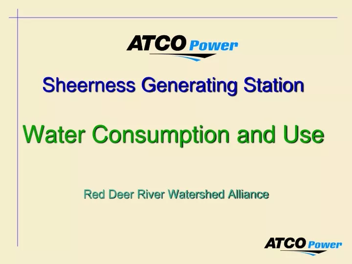 sheerness generating station water consumption and use