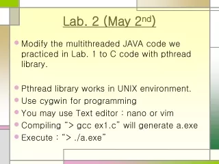 Lab. 2 (May 2 nd )