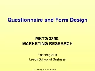 Questionnaire and Form Design