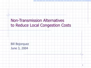 Non-Transmission Alternatives to Reduce Local Congestion Costs