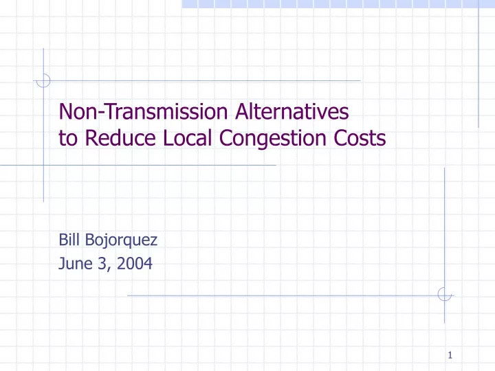 non transmission alternatives to reduce local congestion costs