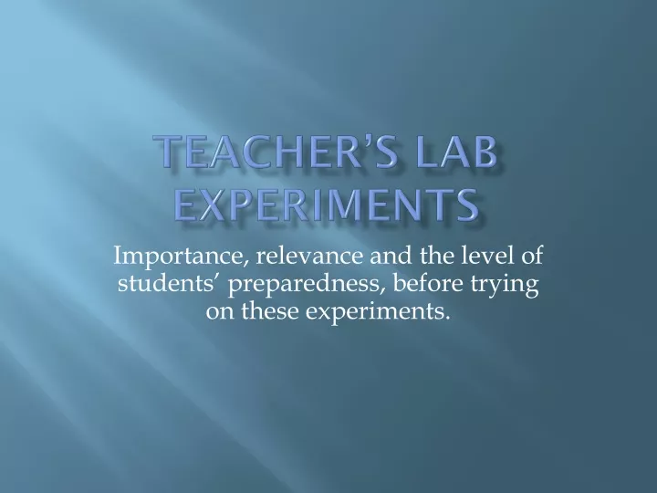 teacher s lab experiments