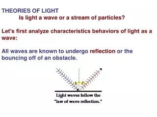 THEORIES OF LIGHT            Is light a wave or a stream of particles?
