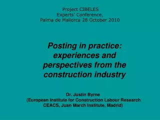 Project CIBELES  Experts’ Conference,  Palma de Mallorca 28 October 2010