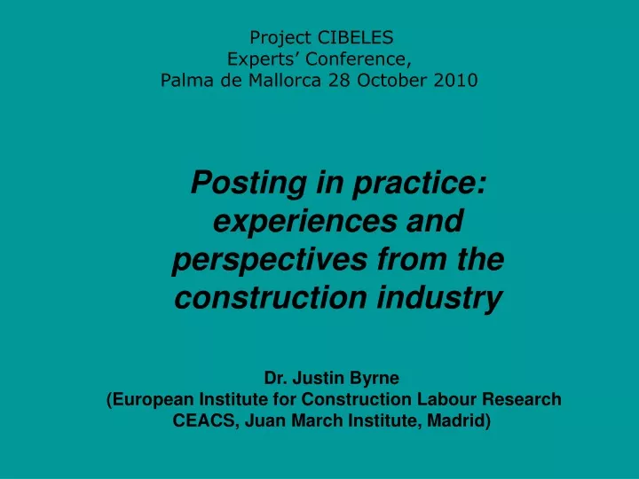 project cibeles experts conference palma de mallorca 28 october 2010