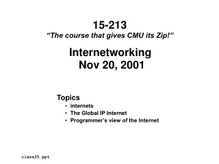 Internetworking  Nov 20, 2001