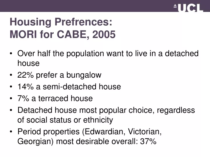 housing prefrences mori for cabe 2005