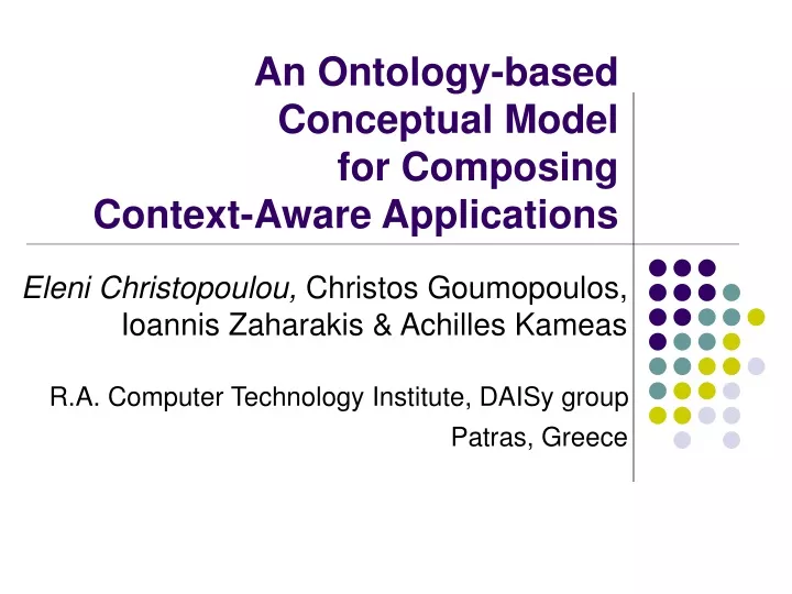 an ontology based conceptual model for composing context aware applications