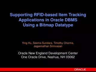 Supporting RFID-based Item Tracking Applications in Oracle DBMS  Using a Bitmap Datatype