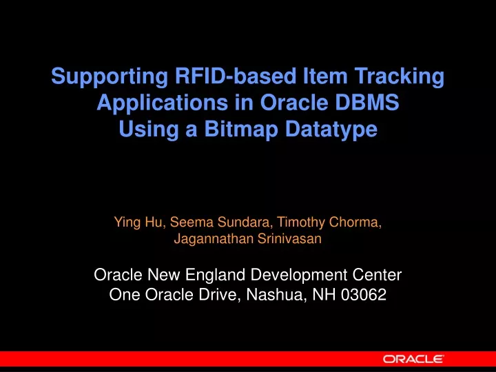 supporting rfid based item tracking applications in oracle dbms using a bitmap datatype