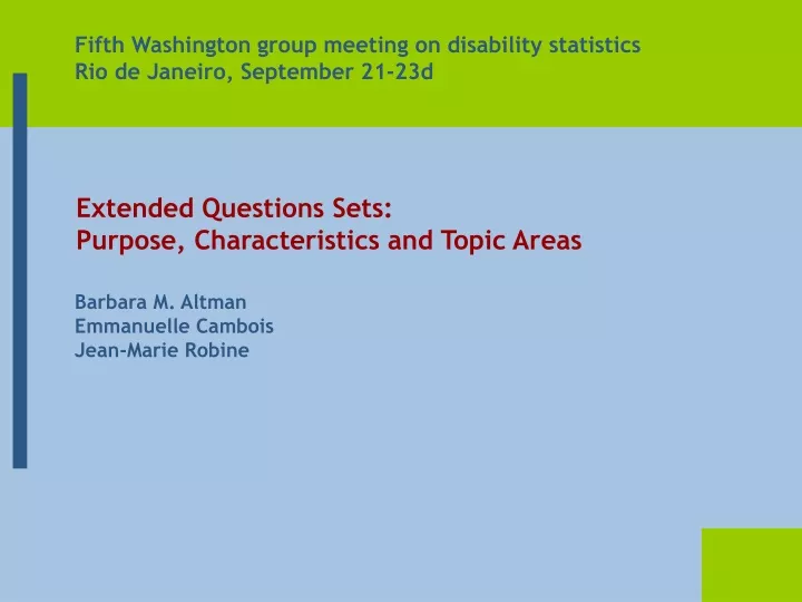 fifth washington group meeting on disability