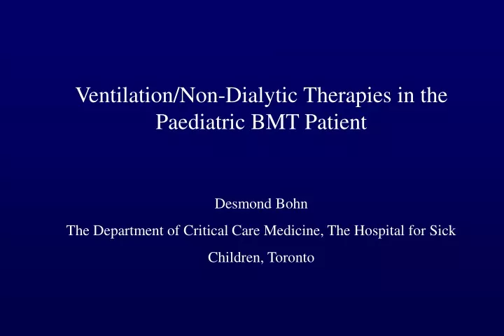 ventilation non dialytic therapies