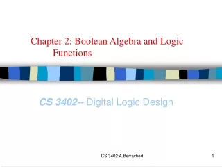 Chapter 2: Boolean Algebra and Logic 			Functions