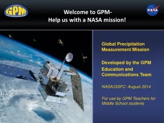 Welcome to GPM-  Help us with a NASA mission!