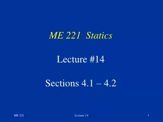ME 221  Statics Lecture #14 Sections 4.1 – 4.2