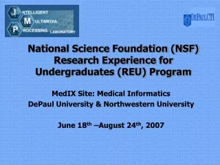 National Science Foundation (NSF) Research Experience for Undergraduates (REU) Program