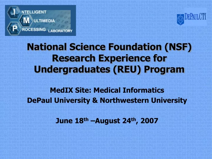 national science foundation nsf research experience for undergraduates reu program