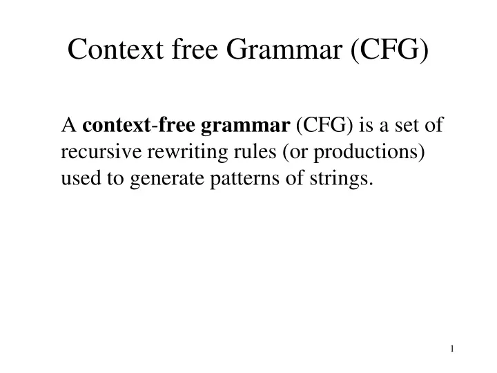 context free grammar cfg