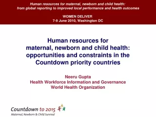 Human resources for maternal, newborn and child health:
