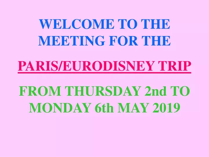 welcome to the meeting for the paris eurodisney