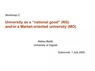 Workshop C: University as a “national good” (NG) and/or  a Market-oriented university (MO)
