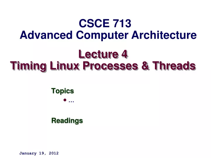 lecture 4 timing linux processes threads