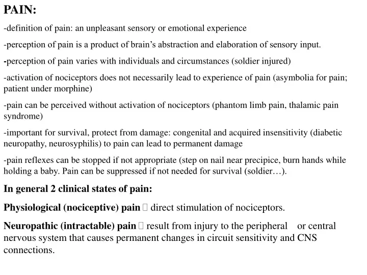 pain definition of pain an unpleasant sensory