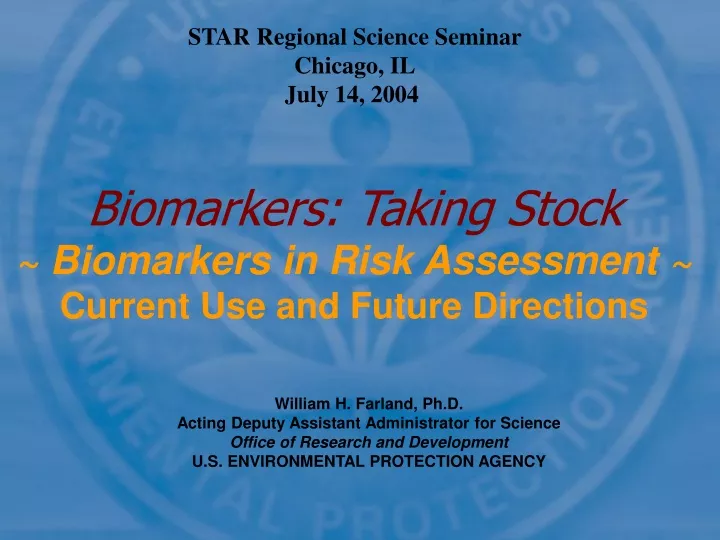 biomarkers taking stock biomarkers in risk assessment current use and future directions
