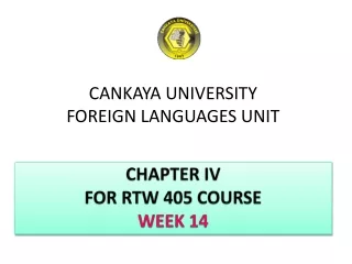 CANKAYA UNIVERSITY  FOREIGN LANGUAGES UNIT