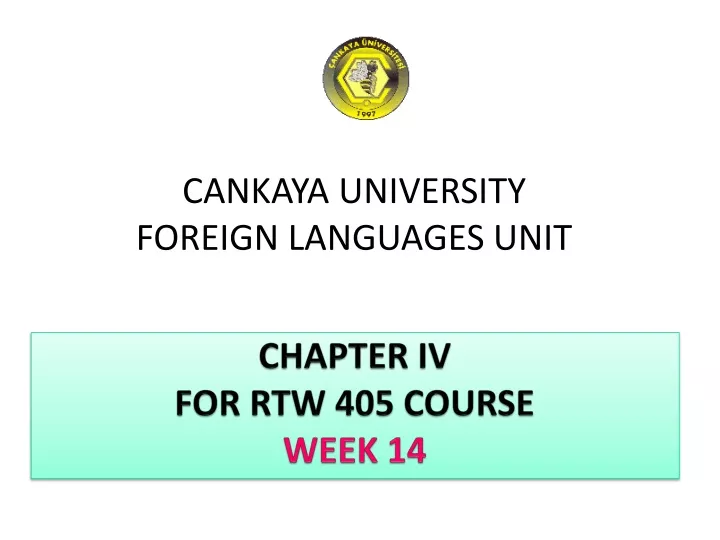 cankaya university foreign languages unit