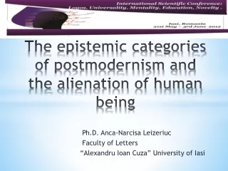 The epistemic categories of postmodernism and  the alienation  of human  being