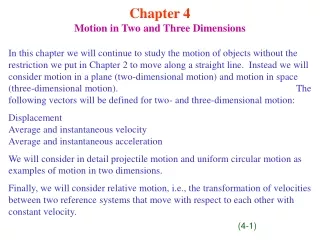 Chapter 4 Motion in Two and Three Dimensions