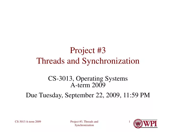 project 3 threads and synchronization
