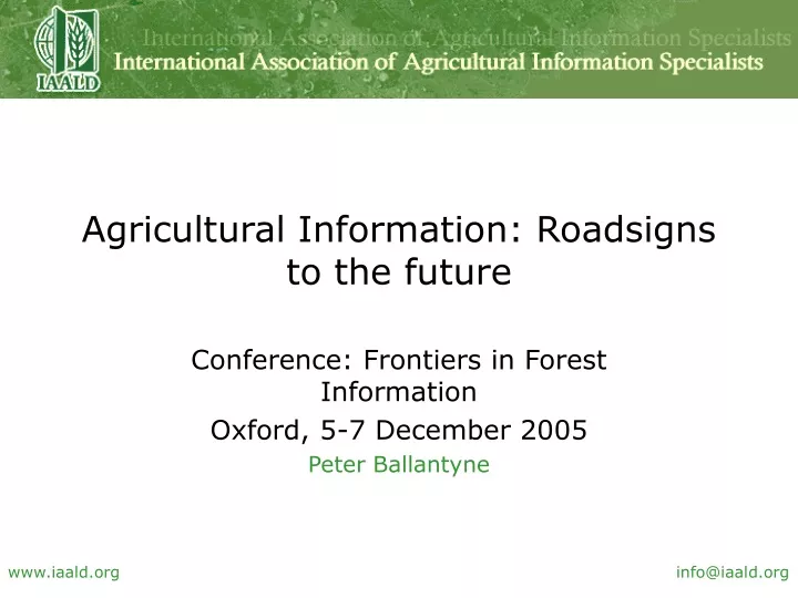 agricultural information roadsigns to the future