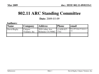 802.11 ARC Standing Committee