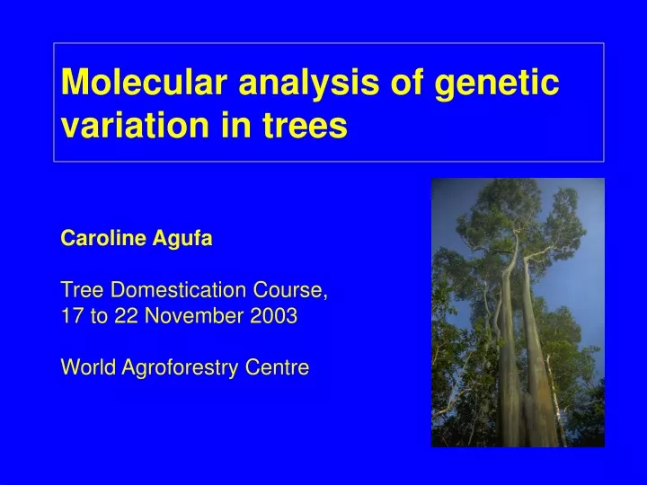 molecular analysis of genetic variation in trees
