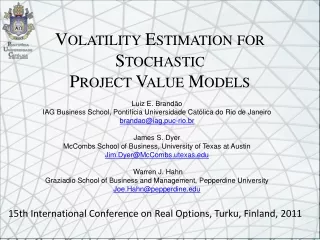 Volatility Estimation for Stochastic  Project Value Models