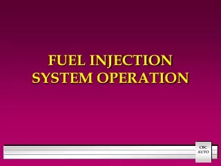 FUEL INJECTION SYSTEM OPERATION