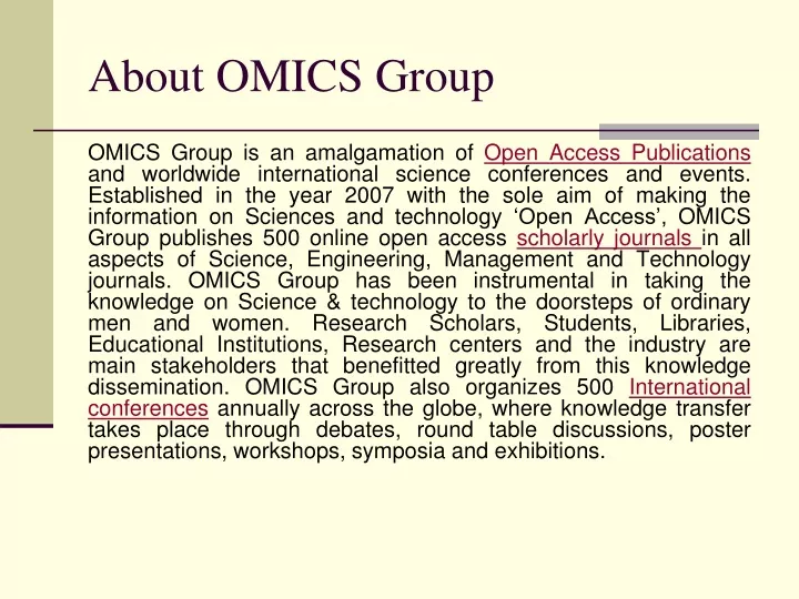 about omics group