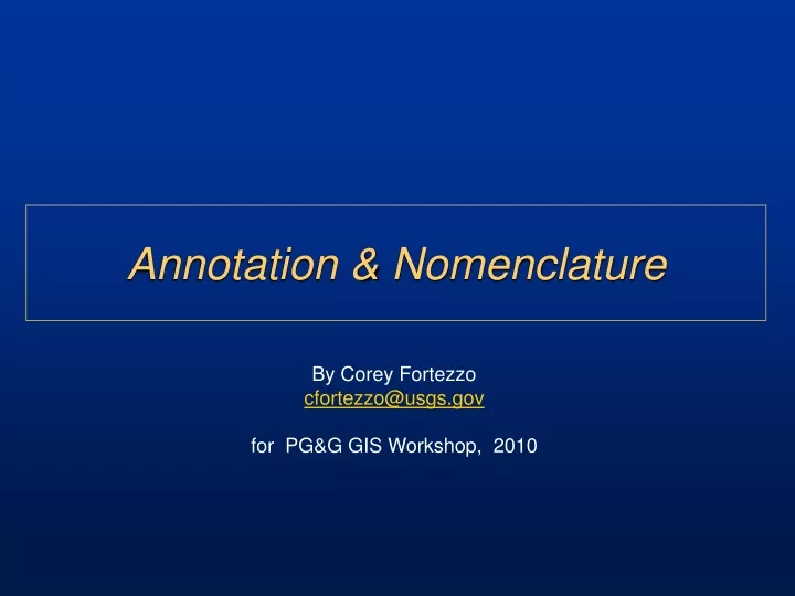 annotation nomenclature