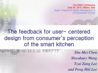 The feedback for user- centered design from consumer’s perception of the smart kitchen