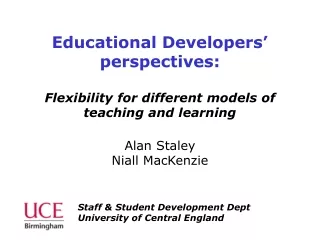 Educational Developers’ perspectives: Flexibility for different models of  teaching and learning