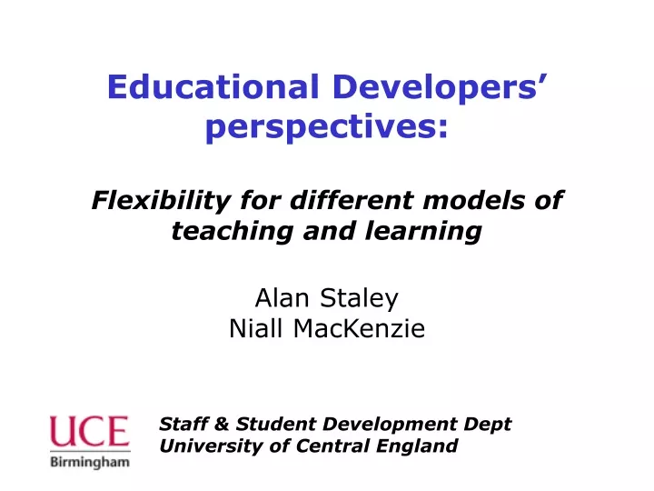 educational developers perspectives flexibility for different models of teaching and learning