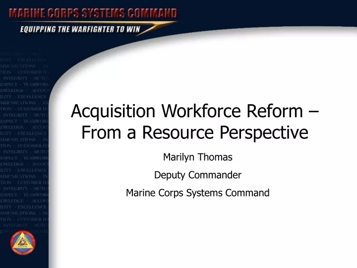 acquisition workforce reform from a resource